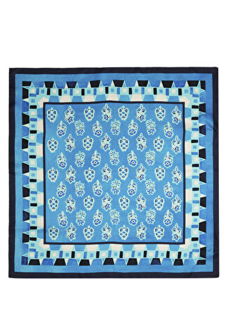 Beymen Club Kadın Mavi 90x90 Cm İpek Eşarp -1