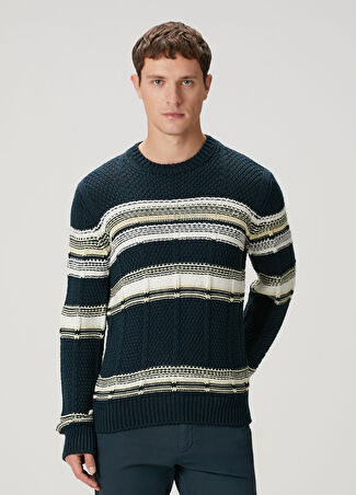 Zegna Erkek Koyu Mavi Örgü Dokulu Kazak Lacivert 50 It
