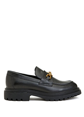 Divarese Kadın Siyah Deri Loafer 38