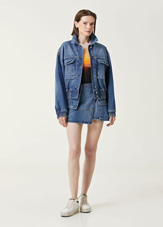 Msgm Kadın Mavi Asimetrik Mini Denim Etek 38 It