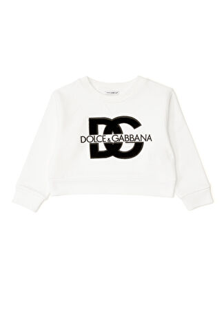 Dolce&gabbana Kız Çocuk Beyaz Logo İşlemeli Sweatshirt 4 Yaş