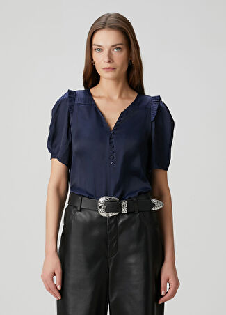 Zadig&voltaire Kadın Twity Koyu Mavi Saten Bluz L