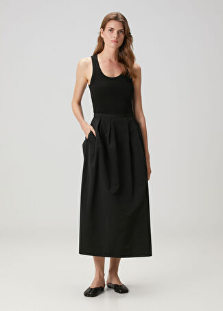 House Of Dagmar Kadın Siyah Pile Detaylı Midi Etek 34 Fr