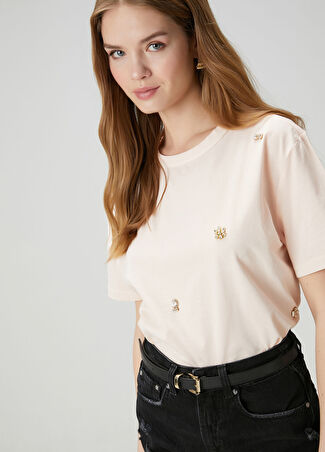 Beymen Club Club Kadın Somon Serpme Taşlı T-Shirt Pembe Xs