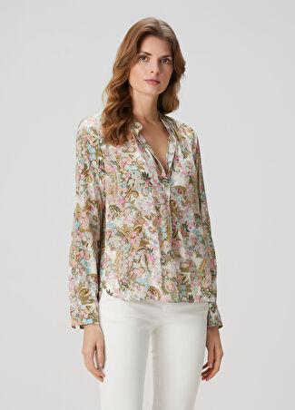 Zadig&voltaire Kadın Tink Soft Yoko Bej Şal Desenli Gömlek M