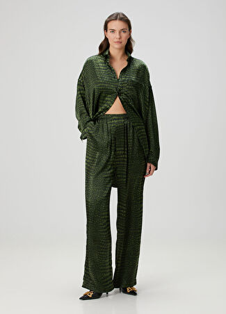 Balenciaga Kadın Yeşil Desenli İpek Pijama Pantolon 36 It