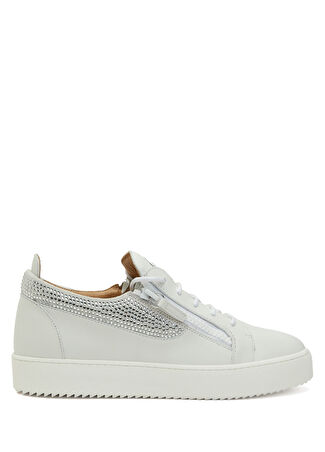 Giuseppe Zanotti Erkek Beyaz Logolu Deri Sneaker 43 -1