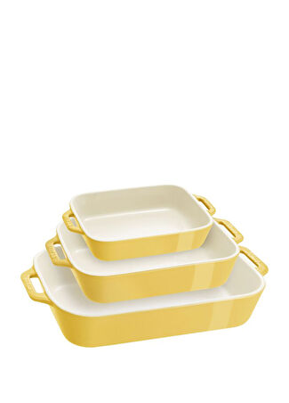 Staub Sarı Seramik 3 Lü Fırın Kabı Seti -1