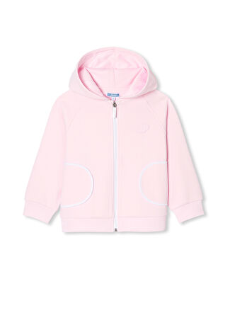 Jacadi Paris Kız Çocuk Pembe Pike Kapüşonlu Fermuarlı Sweatshirt 10 Yaş -1