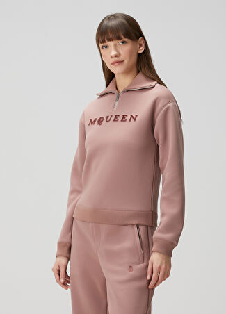 Mcqueen Kadın Gül Kurusu Fermuarlı Sweatshirt Bordo 42 It -1