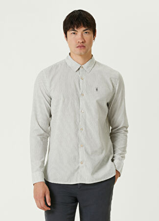Allsaints Erkek Relaxed Fit Villard Kırık Beyaz Çizgili Gömlek L -1