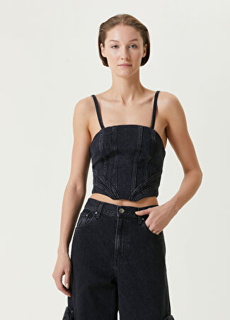 Amiri Kadın Siyah Denim Büstiyer Xs