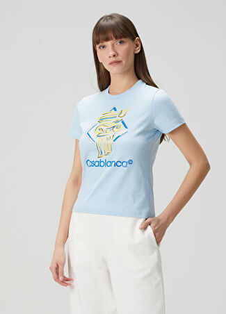 Casablanca Kadın Diamond Column Mavi T-Shirt Xs