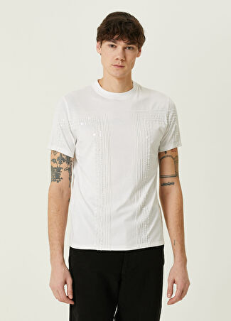 Valentino Erkek Beyaz Pul İşlemeli T-Shirt Xl