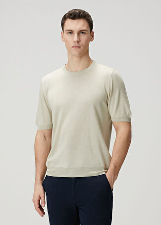 Kiton Erkek Açık Bej Kısa Kollu İpek Triko Xl