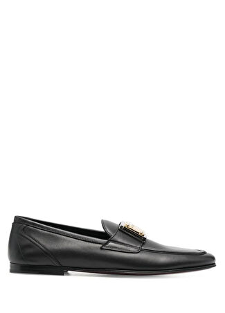 Dolce&gabbana Erkek Siyah Logo Detaylı Deri Loafer 39 -1