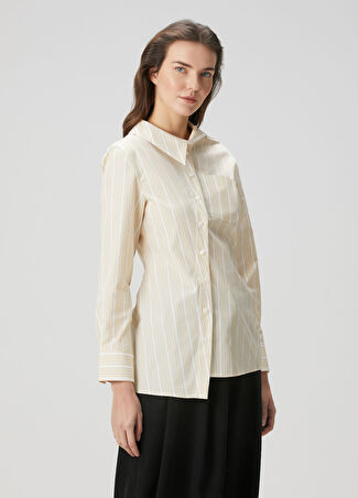 Jacquemus Kadın Sarı Beyaz Asimetrik Kesim Gömlek 34 It