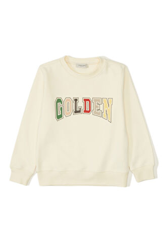 Golden Goose Erkek Çocuk Beyaz Logo Baskılı Sweatshirt 12 Yaş