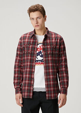 Dsquared2 Erkek Kırmızı Ekose Desenli Logo Baskılı Gömlek 48 It