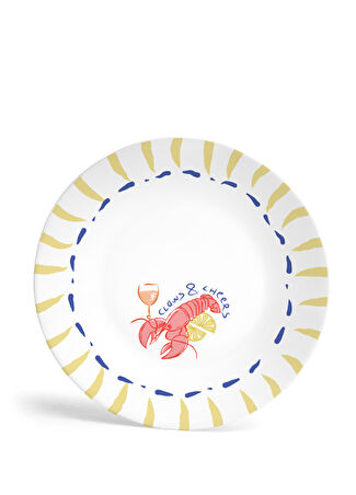 Fern&co Bon App Collection Lobster Sarı Beyaz Porselen Tatlı Tabağı 21 Cm - 1