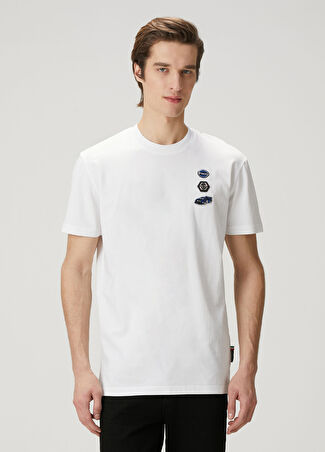 Philipp Plein Erkek Beyaz Patch Detaylı T-Shirt L