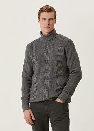 Beymen Collection Collection Erkek Gri Örgü Dokulu Kazak S