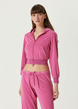 Balenciaga Kadın Kapüşonlu Crop Sweatshirt Pembe S