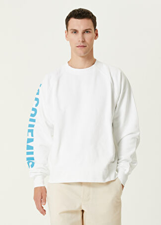 Jacquemus Erkek Beyaz Logo Baskılı Sweatshirt M -1