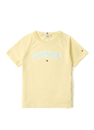 Tommy Hilfiger Kız Çocuk Sarı Logo Baskılı T-Shirt 12 Yaş