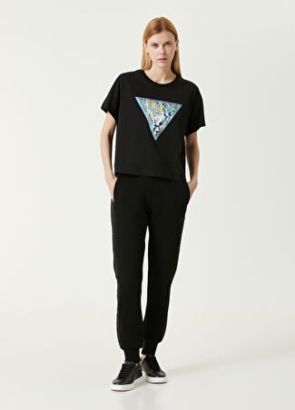 Guess Kadın Allie Siyah Scuba Jogger Pantolon L - 1
