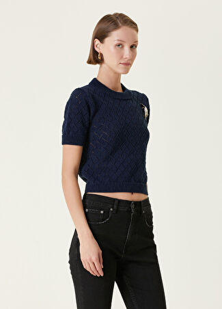 Golden Goose Kadın Lacivert Ajurlu T-Shirt L
