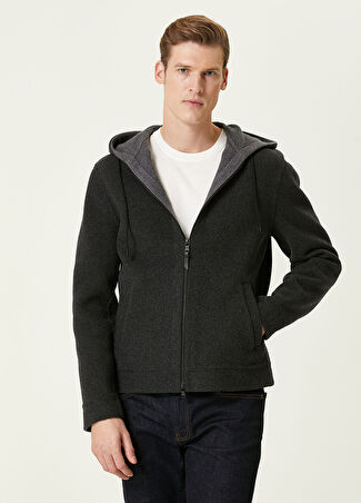 Beymen Collection Collection Erkek Gri Kapüşonlu Yün Mont 52