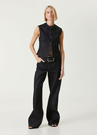 Aya Muse Kadın Lacivert Wide Leg Jean Pantolon S