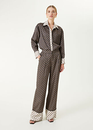 Beymen Collection Collection Kadın Siyah Beyaz Desen Garnili Pantolon 36