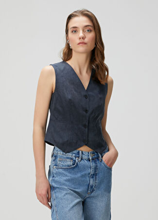 Allsaints Kadın Averie Koyu Mavi Yelek Lacivert 4 Uk