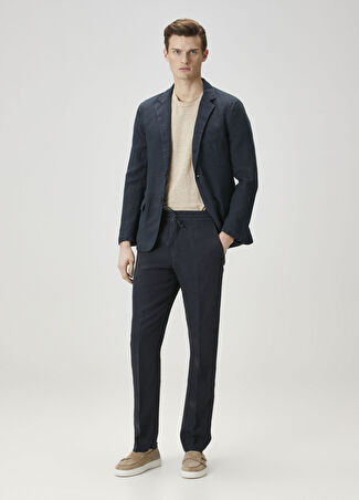 120% Lino Erkek Lacivert Keten Pantolon 50 It