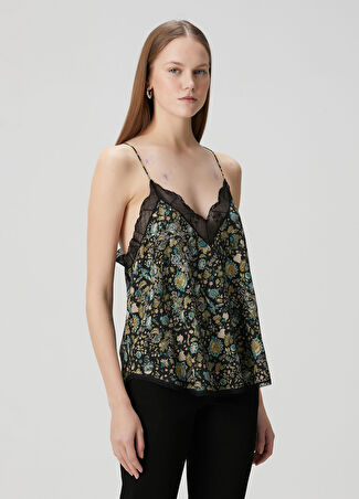 Zadig&voltaire Kadın Christy Bali Siyah Çiçekli İpek Bluz L