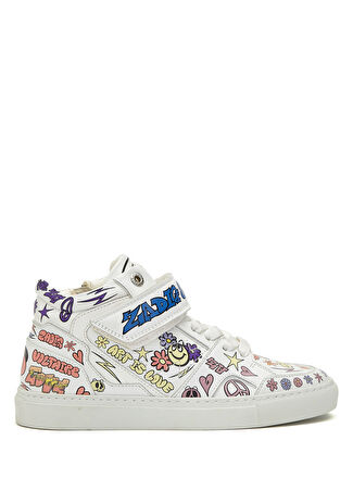Zadig&voltaire Kadın Beyaz Grafik Baskılı Deri Sneaker 37
