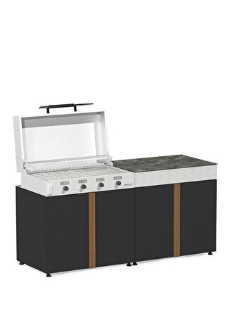 Korflame 2001 Pure 2 Modül Bahçe Mutfağı 190 Cm Siyah -1