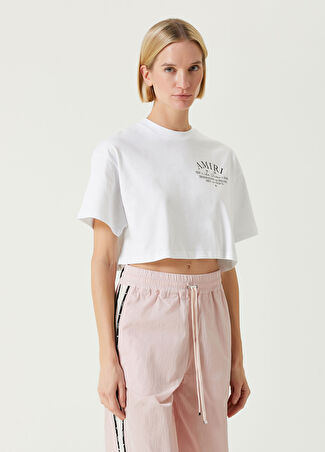 Amiri Kadın Beyaz Logolu Cropped T-Shirt S