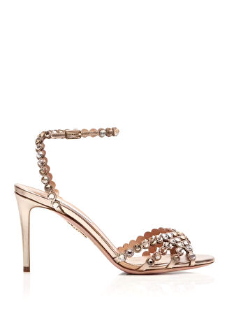 Aquazzura Kadın Tequila Gold Taşlı Deri Sandalet Altın Rengi 39 -1