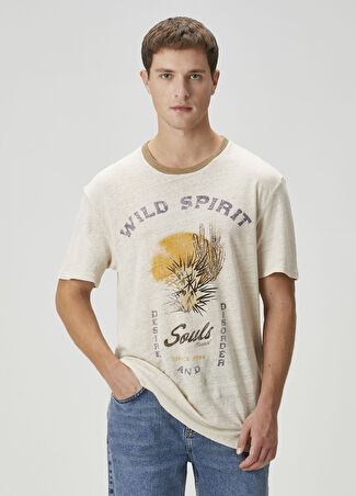 Marant Erkek Baskılı T-Shirt Bej S