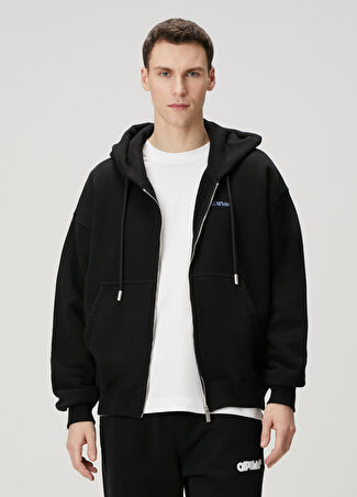 Off-white Erkek Siyah Kapüşonlu Logo Baskılı Sweatshirt M -1