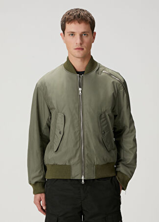 Dries Van Noten Erkek Haki Fermuar Detaylı Bomber Mont M