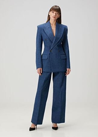 Bettter Kadın Atlas Koyu Mavi Wide Leg Jean Pantolon Lacivert Xs