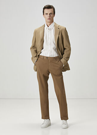 Beymen Club Erkek Regular Fit Vizon Twill Dokulu Chino Pantolon Bej 48 -1