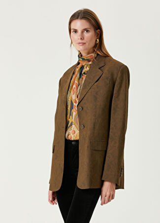 Etro Kadın Koyu Haki Desenli Yün Blazer 42 It
