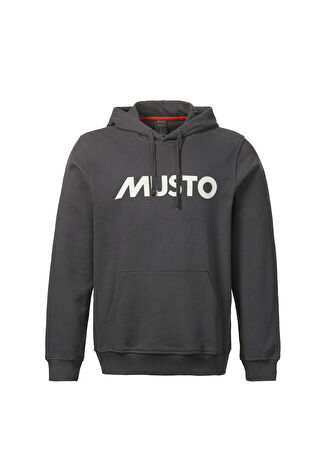 Musto Erkek Logolu Kapişonlu Füme Sweatshirt S -1