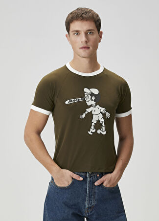 Magliano Erkek Haki Baskılı T-Shirt M