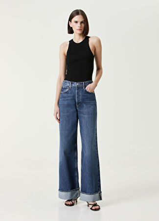 Agolde Kadın Dame Mavi Wide Leg Jean Pantolon 26 Us